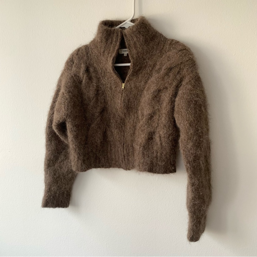 Ozma of California Finley Zip Up Jacket Cropped Baby Alpaca Mohair Fuzzy…